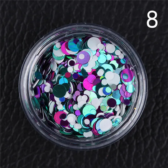 1Box Mermaid Nail Glitter 1.5g Semi-transparent Nail Sequins Colorful Round Paillette Manicure Nail Flakies