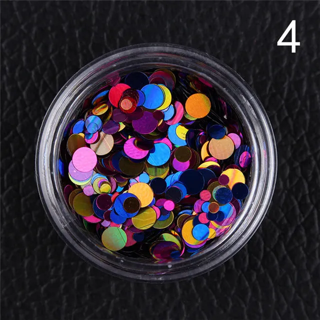 1Box Mermaid Nail Glitter 1.5g Semi-transparent Nail Sequins Colorful Round Paillette Manicure Nail Flakies