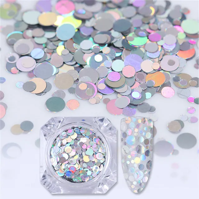 1Box Mermaid Nail Glitter 1.5g Semi-transparent Nail Sequins Colorful Round Paillette Manicure Nail Flakies