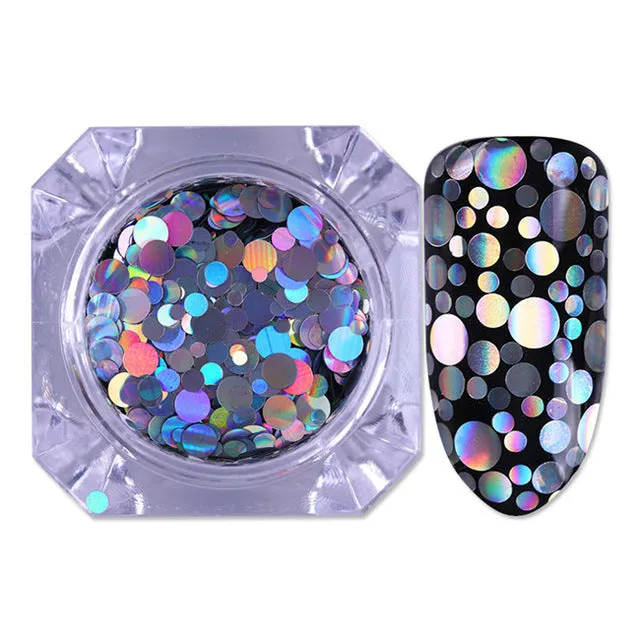 1Box Mermaid Nail Glitter 1.5g Semi-transparent Nail Sequins Colorful Round Paillette Manicure Nail Flakies