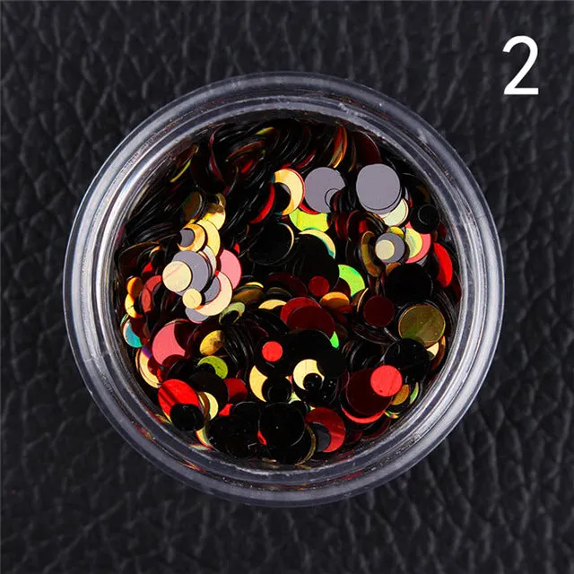 1Box Mermaid Nail Glitter 1.5g Semi-transparent Nail Sequins Colorful Round Paillette Manicure Nail Flakies