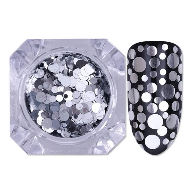 1Box Mermaid Nail Glitter 1.5g Semi-transparent Nail Sequins Colorful Round Paillette Manicure Nail Flakies