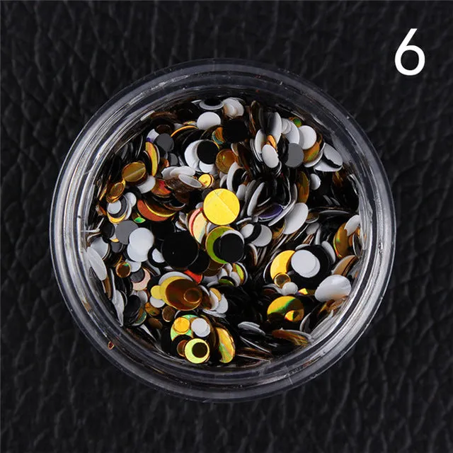 1Box Mermaid Nail Glitter 1.5g Semi-transparent Nail Sequins Colorful Round Paillette Manicure Nail Flakies