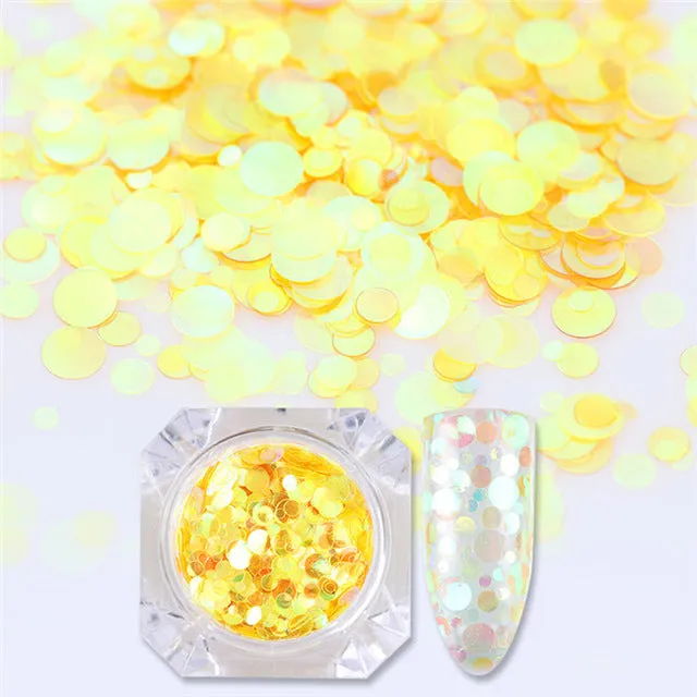 1Box Mermaid Nail Glitter 1.5g Semi-transparent Nail Sequins Colorful Round Paillette Manicure Nail Flakies