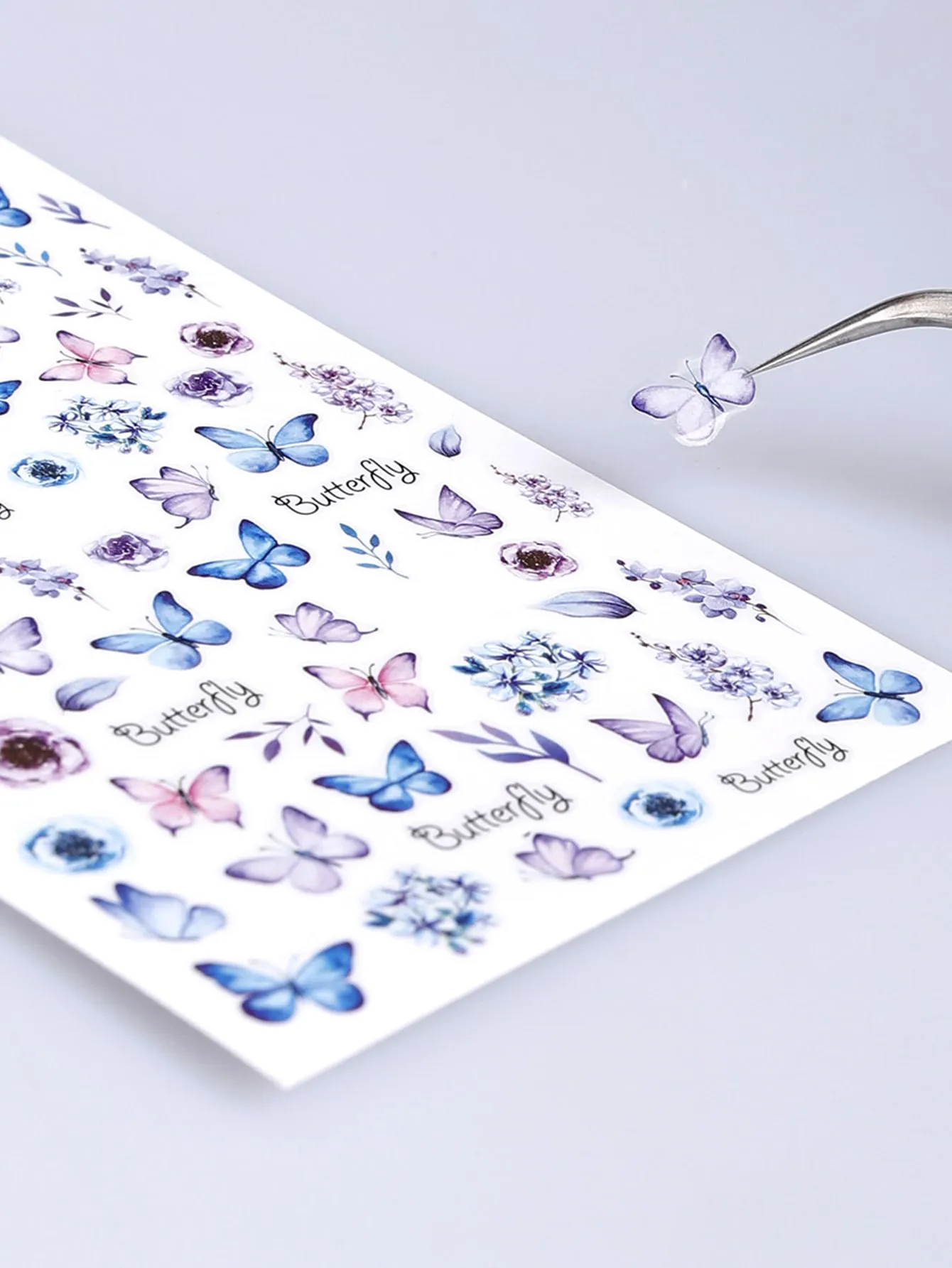 1sheet Colorful Butterfly Pattern Nail Art Sticker Nail Decals Nail Decoration