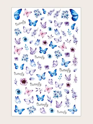 1sheet Colorful Butterfly Pattern Nail Art Sticker Nail Decals Nail Decoration