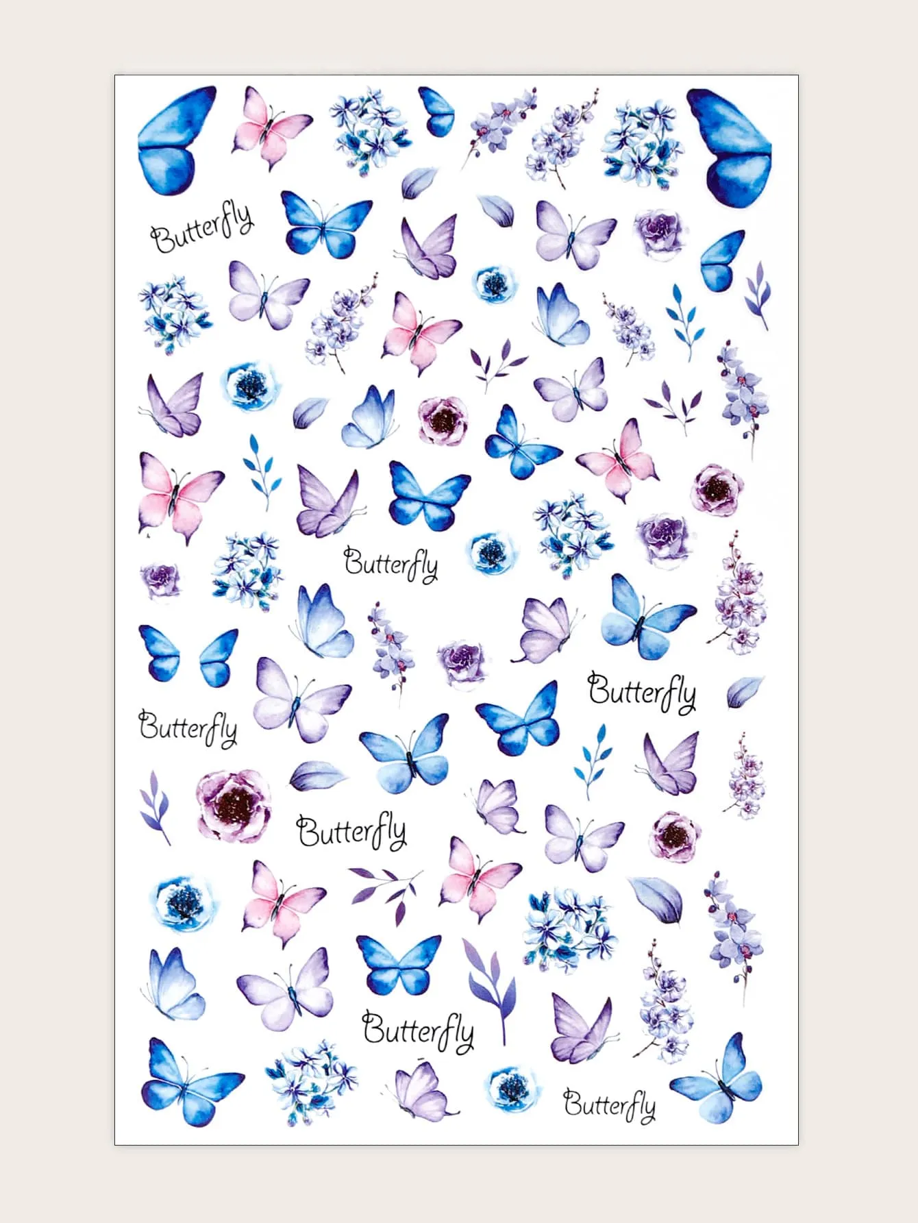 1sheet Colorful Butterfly Pattern Nail Art Sticker Nail Decals Nail Decoration