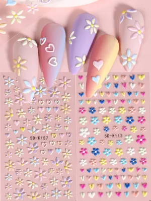 2sheets Colorful Floral Pattern Nail Art Sticker Nail Decals Nail Decoration