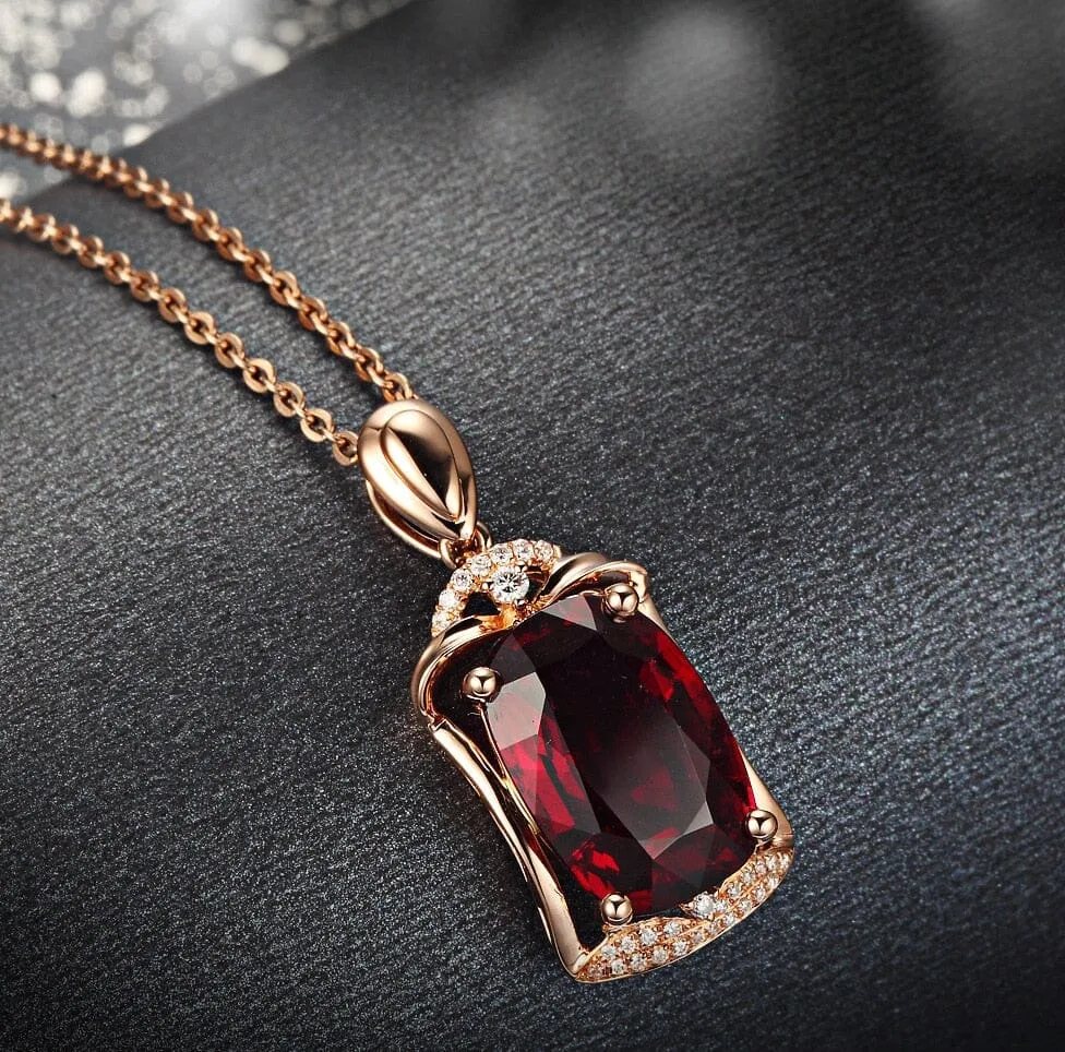 Bizuteria Rose Gold Ruby Treasure Pendant Necklace