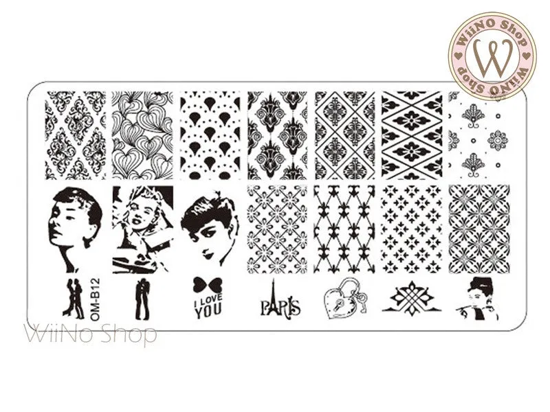 Brocade Pattern Nail Art Stamping Plate Template OM-B12