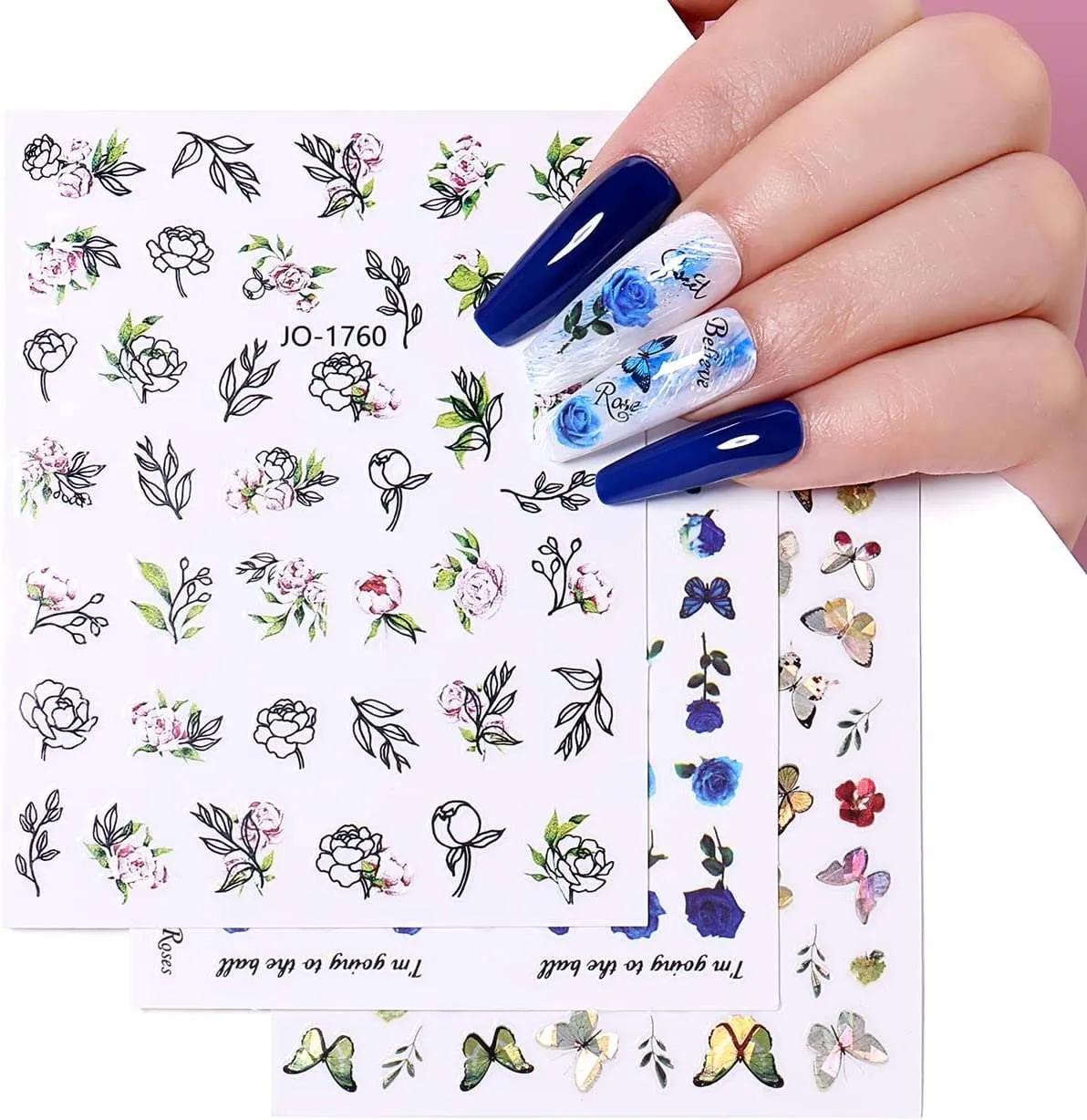 Butterfly Flower Nail Sticker