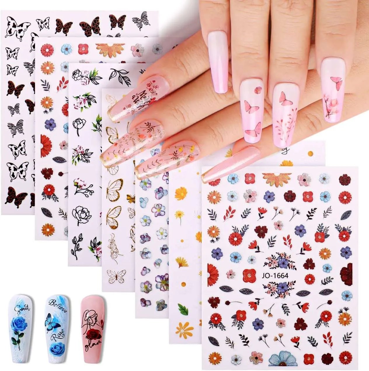 Butterfly Flower Nail Sticker