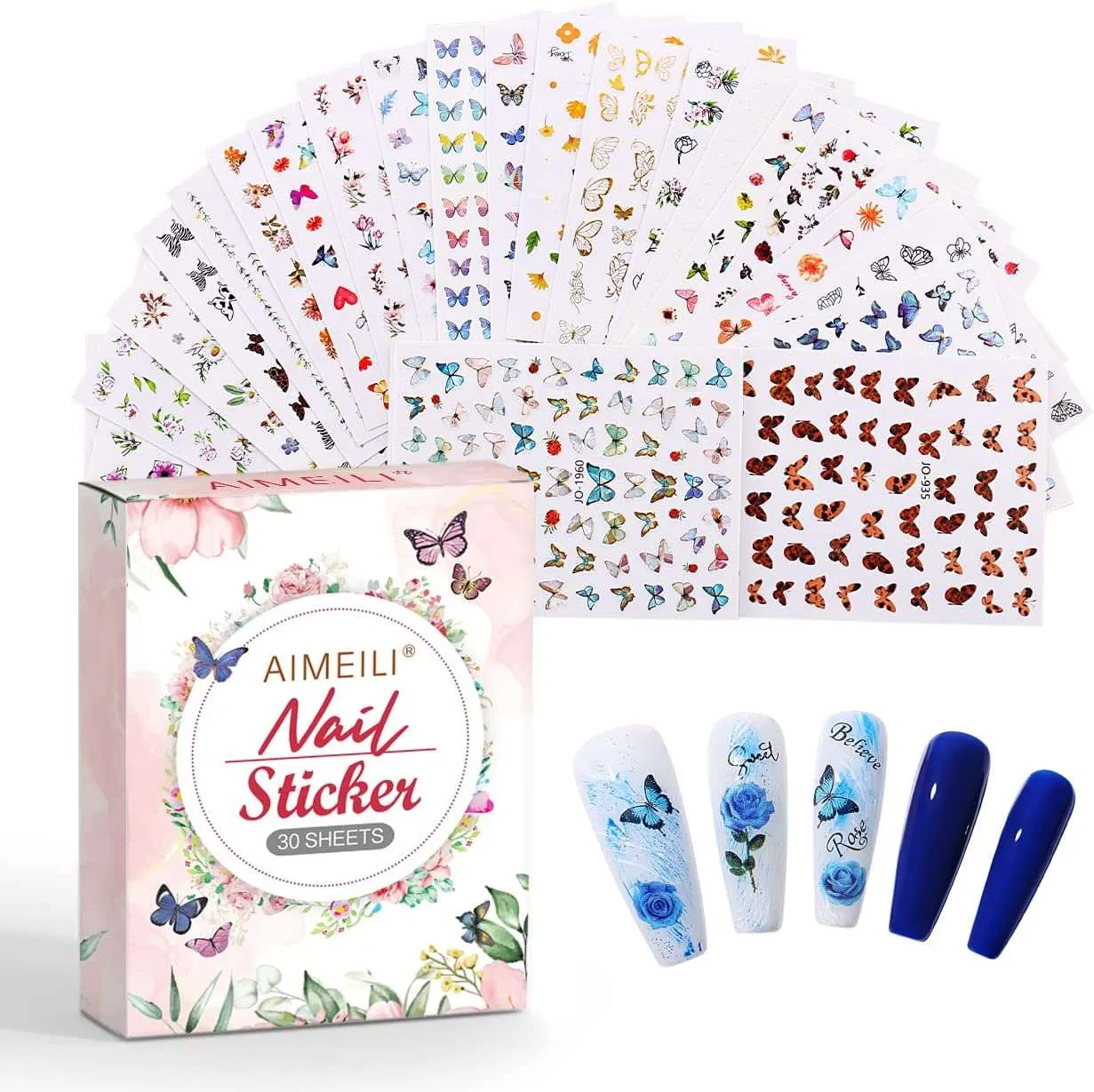 Butterfly Flower Nail Sticker