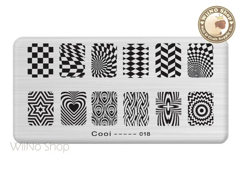 Checker Line Pattern Nail Art Stamping Plate Template Cooi-018