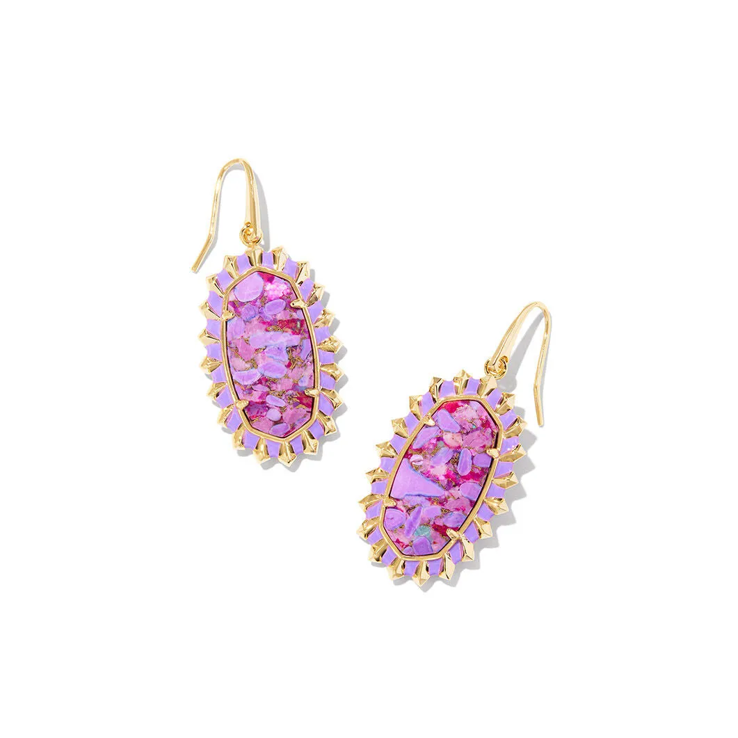 Dani Color Burst Frame Earrings in Gold & Violet Magnesite