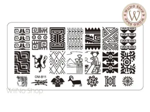 Egyptian Pattern Nail Art Stamping Plate Template OM-B11