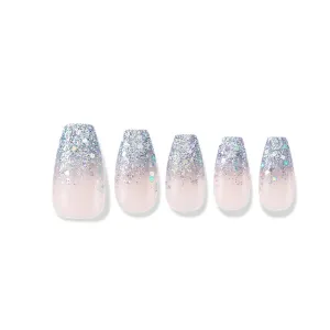 Finger Suit After Party Nails 40pcs Hand Artificial Fake Nails Long Pretty Art Tips Beauty Silver Glitter