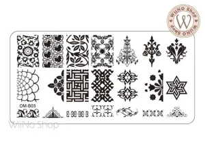 Floral Damask Pattern Nail Art Stamping Plate Template OM-B03