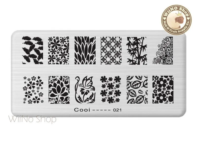 Flower Leaves Nail Art Stamping Plate Template Cooi-021