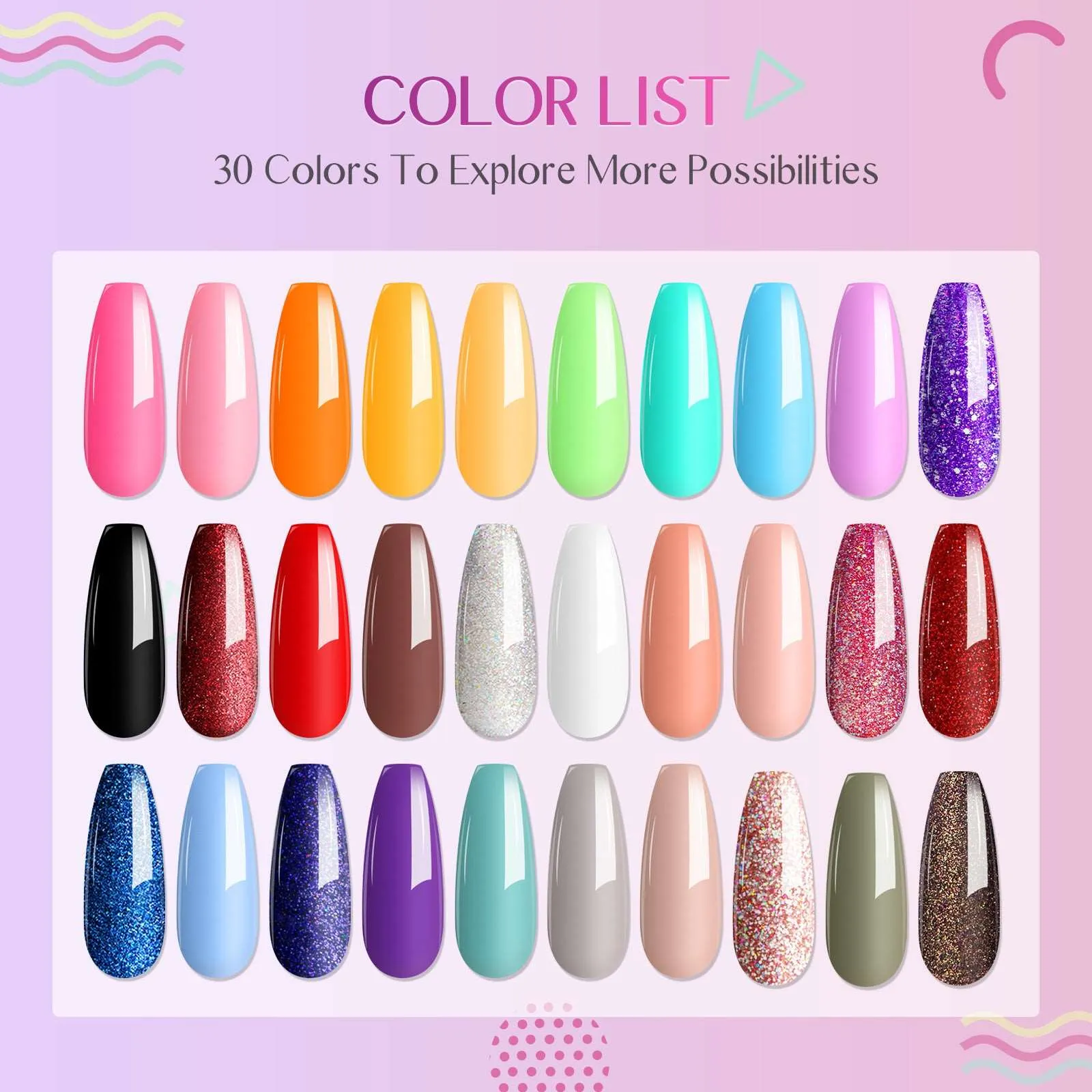 Gel Nail Polish Set - 33PCS Gel Polish Nail Set