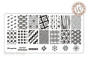 Geometric Pattern Nail Art Stamping Plate Template OM-B05