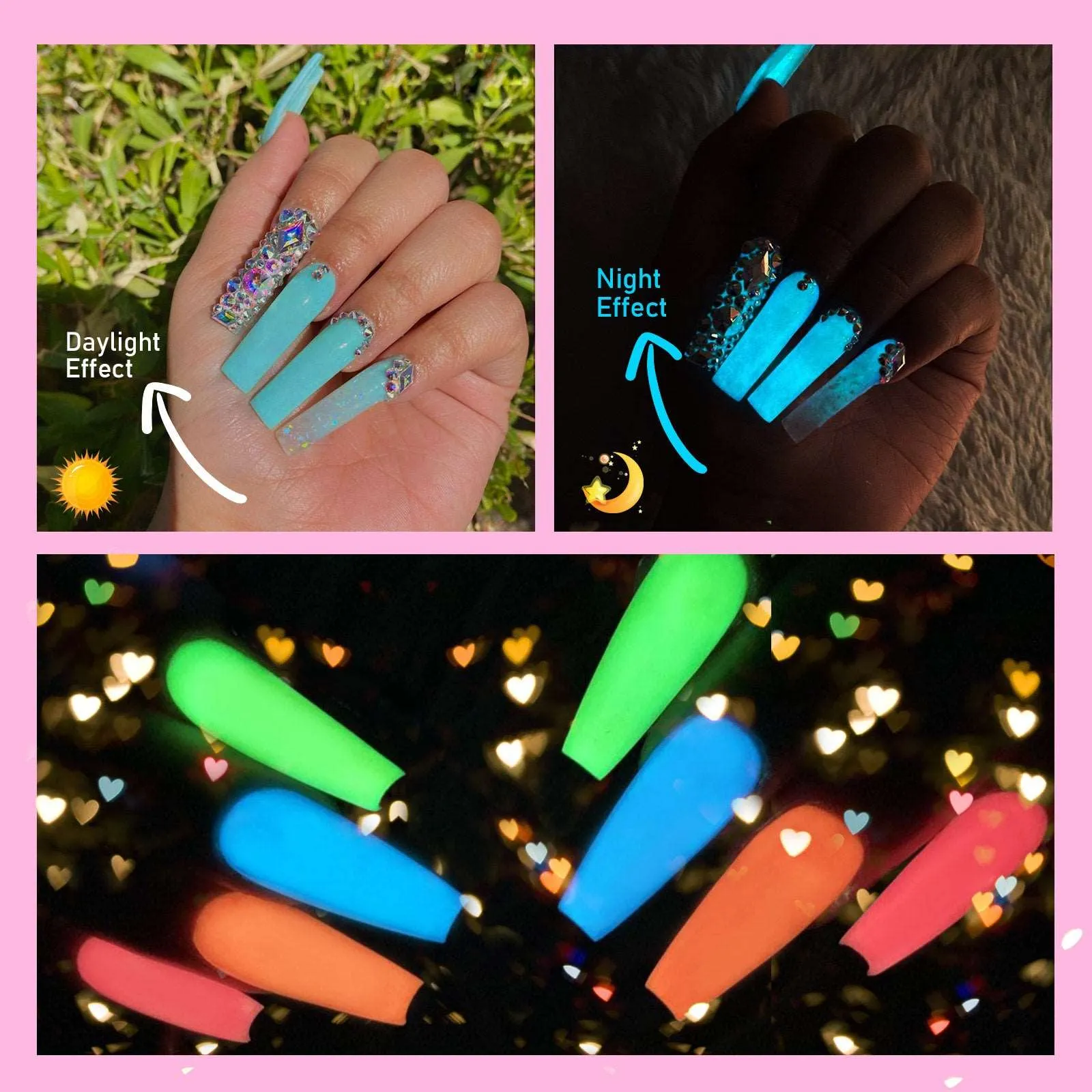 Glows in The Dark Gel Nail Polish Set - 12 Colors Luminous Neon Nail Gel Polish Set Soak off UV/LED Glow Effect Summer Colors Nail Polish for DIY Nail Art Design