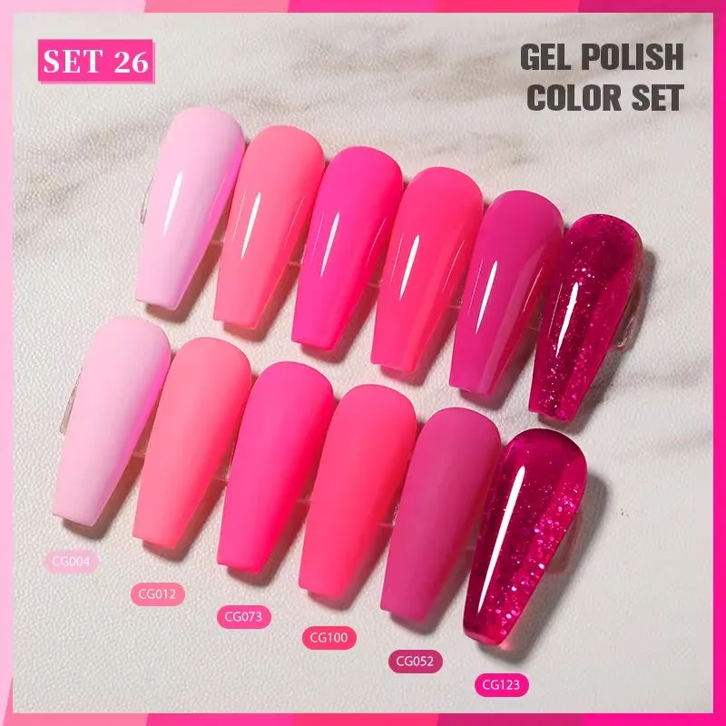 Hot Pink - Gel Polish 6 Colour Set