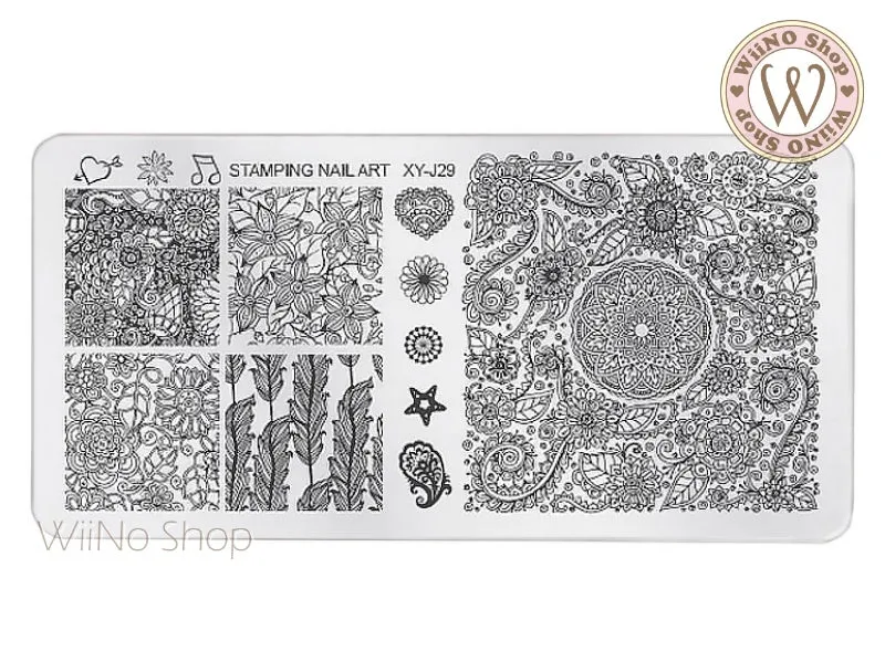 Lace Pattern Nail Art Stamping Plate Template XY-J29