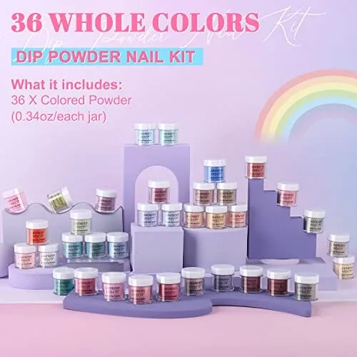 Lavender Violets 36 Colors Dip Nails Powder Starter Kit - Rainbow Colours