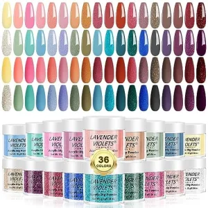 Lavender Violets 36 Colors Dip Nails Powder Starter Kit - Rainbow Colours