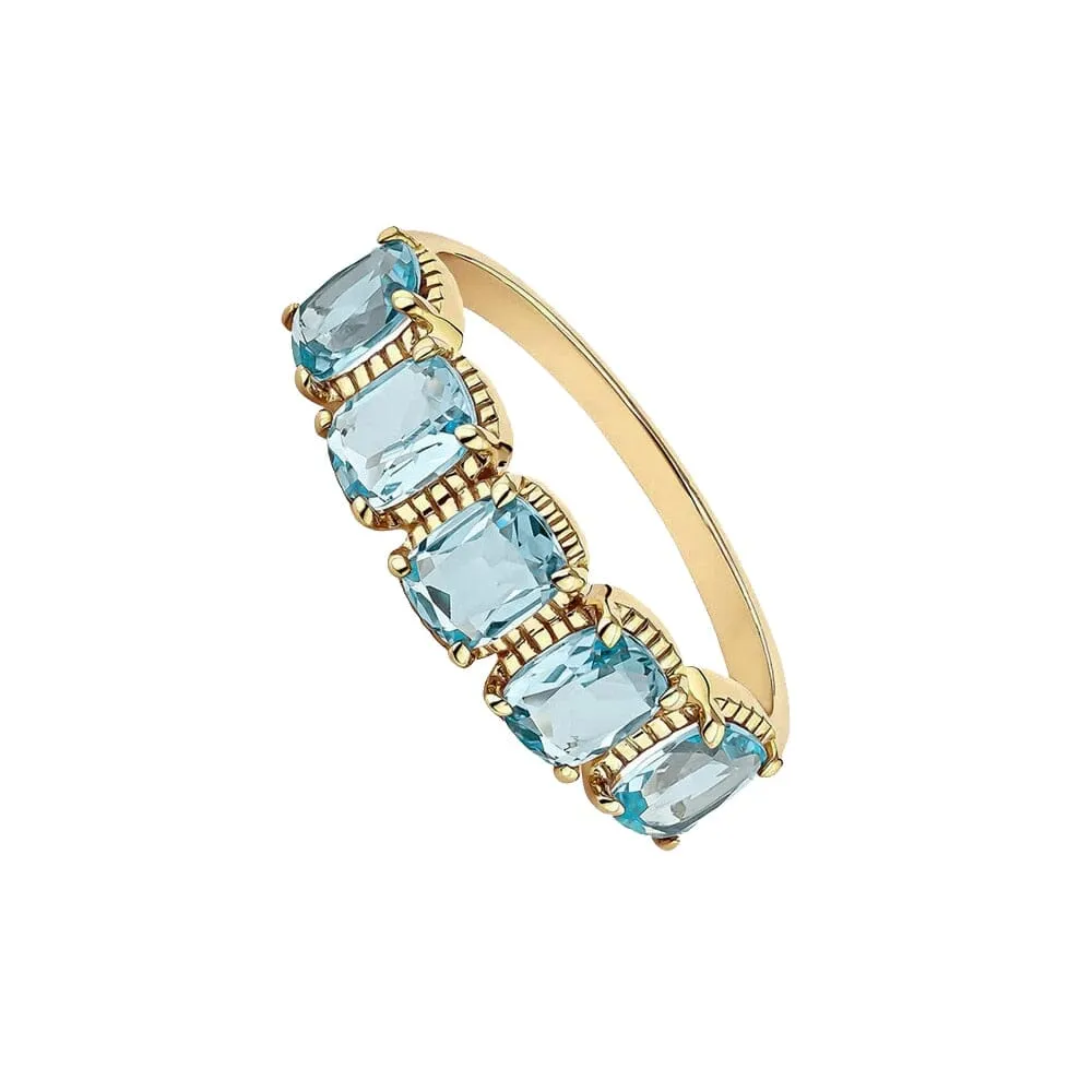 Light Gold Coated Silver Blue Topaz Ring