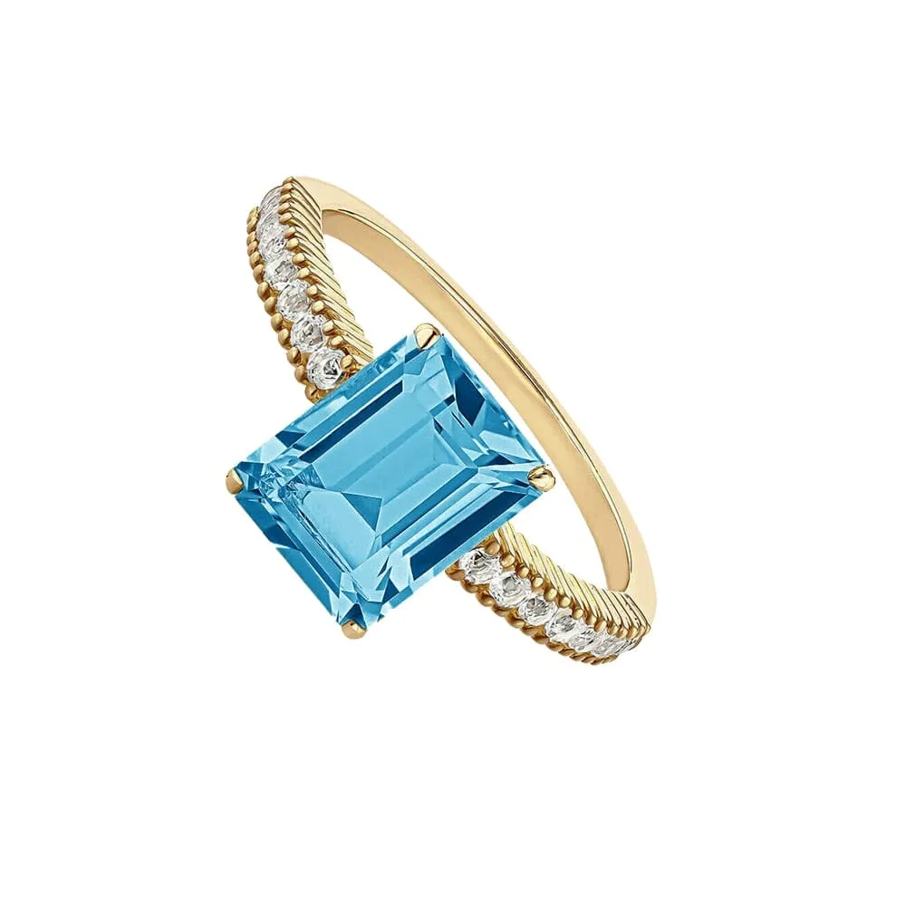 Light Gold Coated Silver Blue Topaz Ring