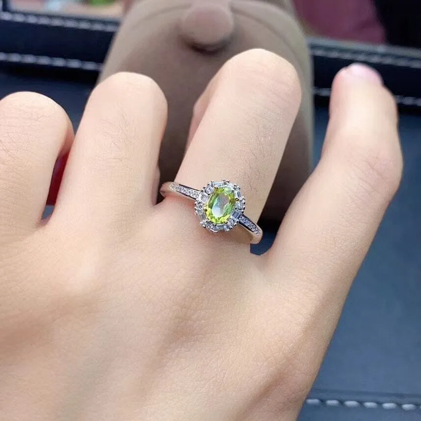 Lovely Princess Peridot Silver Ring