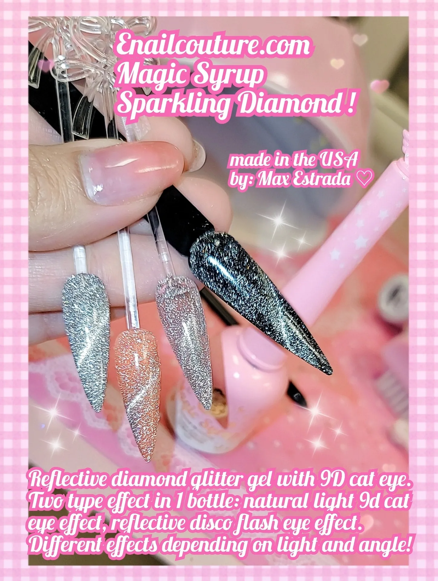 Magic Syrup Sparkling Diamond Gel !(Reflective Glitter Cat Eye Gel Nail Polish Flash Sparkling Diamond Gel Polish Shiny Gel Polish)