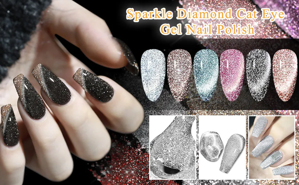 Magic Syrup Sparkling Diamond Gel !(Reflective Glitter Cat Eye Gel Nail Polish Flash Sparkling Diamond Gel Polish Shiny Gel Polish)