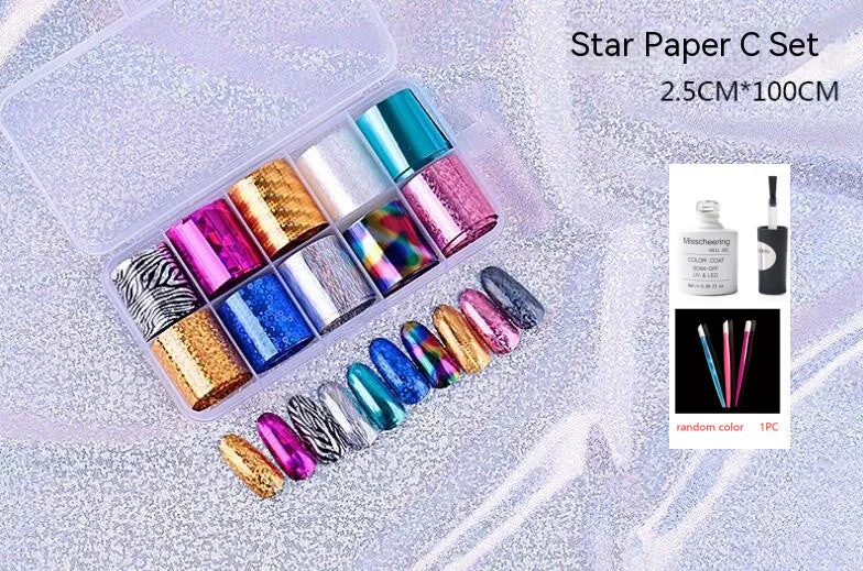 Nail Art Transfer Foils Set Of 12