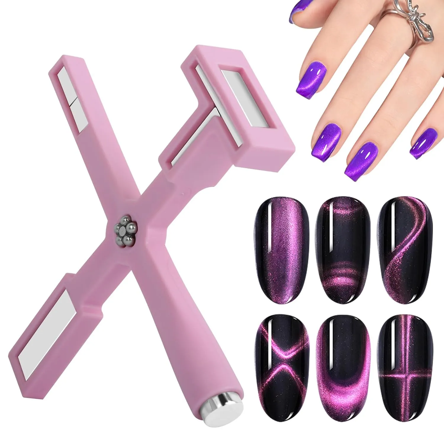 Power Magnet !~ (Upgraded 5 in 1 Multi-Function Nail Magnet Pens with Silicone Protective Case, Magnetic Nail Polish Magnet Wand for Nails Cat Eye Nail Design Tools Nail Art Accessories)