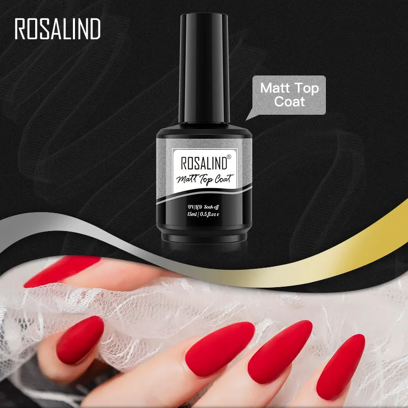 ROSALIND 15ml Gel Polish Matt Top Coat Soak Off Nail Art Decorations UV/LED Lamp