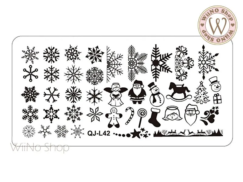 Snowflake Nail Art Stamping Plate Template QJ-L42